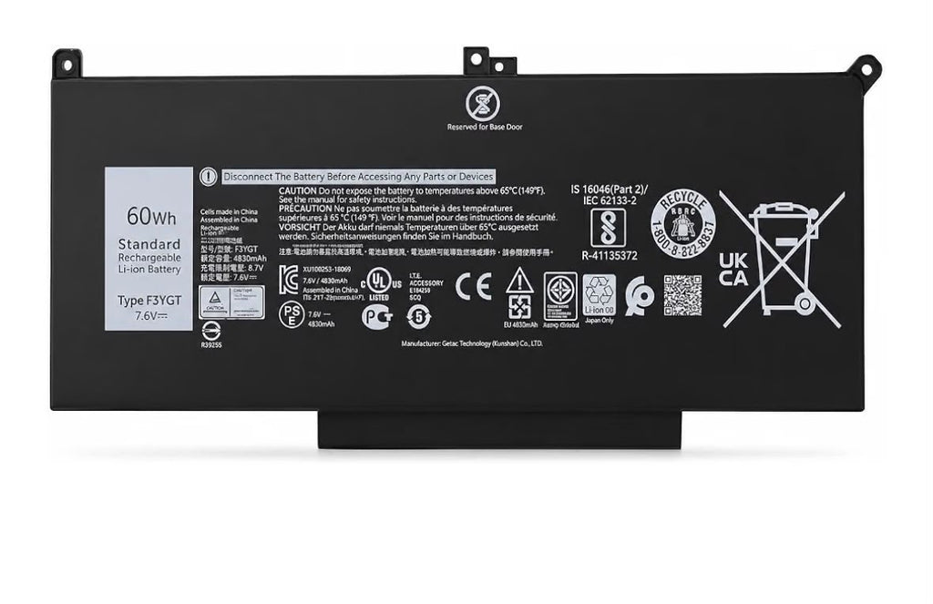 R & I F3YGT Laptop Battery Compatible for Dell Latitude 7480 7490 7280 7290 7380 7390 E7480 E7490 E7280 451-BBYE DM3WC DM6WC 2X39G KG7VF P29S002 P73G002 - High Performance Laptop Battery