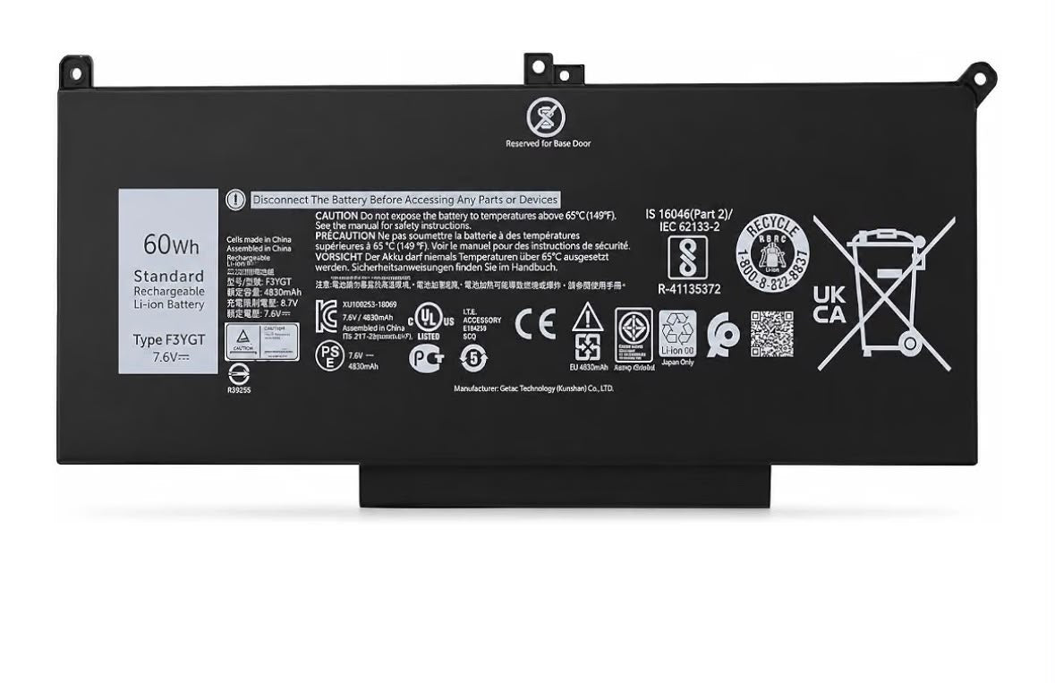 R & I F3YGT Laptop Battery Compatible for Dell Latitude 7480 7490 7280 7290 7380 7390 E7480 E7490 E7280 451-BBYE DM3WC DM6WC 2X39G KG7VF P29S002 P73G002 - High Performance Laptop Battery